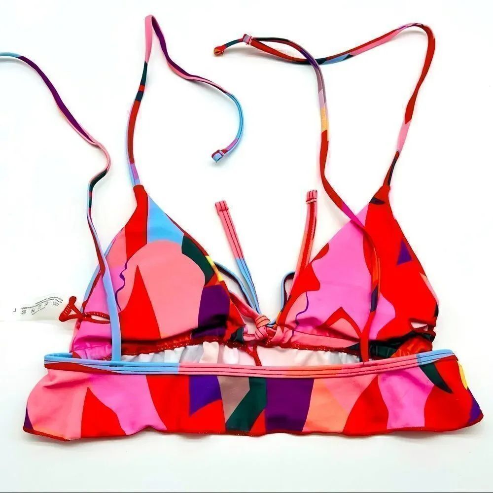 Colorful Triangle Tie Around Neck Bikini Top - Picture 6 of 9
